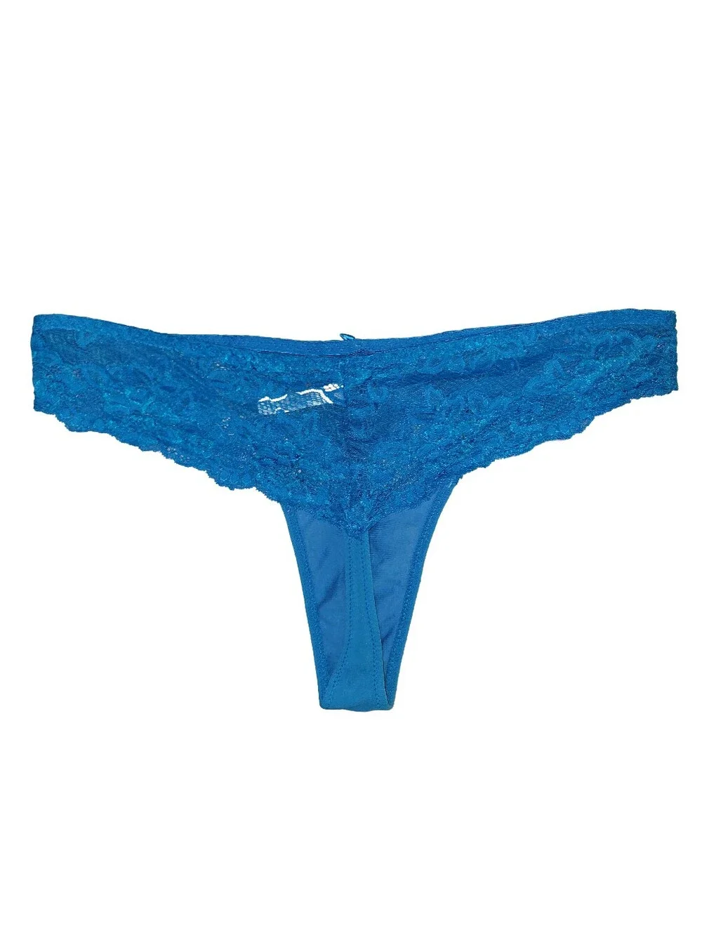 La Petite Coquette New York XL Blue Lace Low Rise Thong Panties NWOT